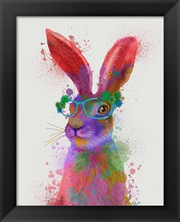 Framed Rainbow Splash Rabbit 2, Portrait Print