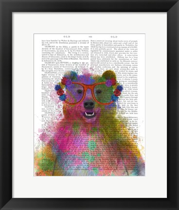 Framed Rainbow Splash Bear Print