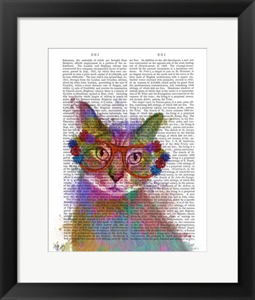 Framed Rainbow Splash Cat 1 Print