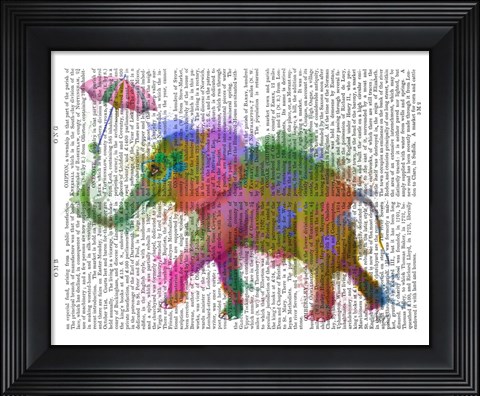 Framed Rainbow Splash Elephant Print