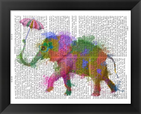 Framed Rainbow Splash Elephant Print