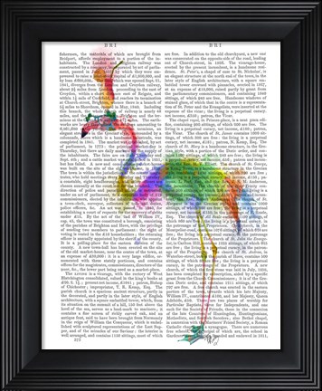 Framed Rainbow Splash Flamingo 1 Print