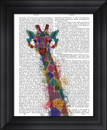 Framed Rainbow Splash Giraffe 1 Print