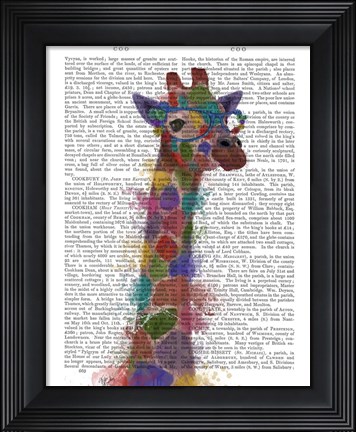 Framed Rainbow Splash Giraffe 2 Print