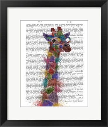 Framed Rainbow Splash Giraffe 2 Print