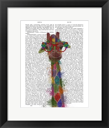 Framed Rainbow Splash Giraffe 3 Print