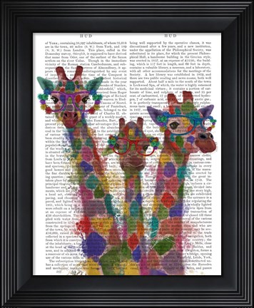 Framed Rainbow Splash Giraffe Trio Print