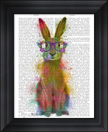 Framed Rainbow Splash Rabbit 1 Print