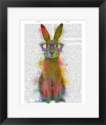 Framed Rainbow Splash Rabbit 1 Print