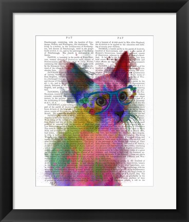 Framed Rainbow Splash Cat 2 Print