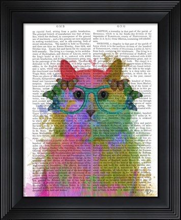Framed Rainbow Splash Cat 3, Portrait Print