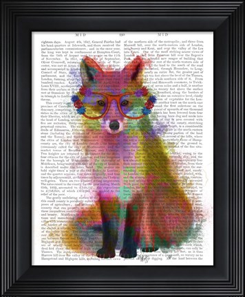 Framed Rainbow Splash Fox 2 Print