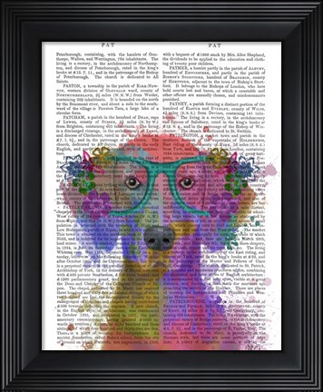 Framed Rainbow Splash Weimaraner, Portrait Print