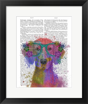 Framed Rainbow Splash Weimaraner, Portrait Print