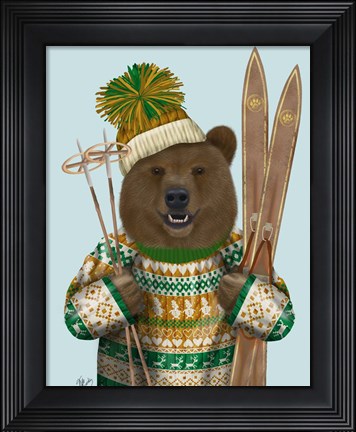 Framed Bear in Christmas Sweater Print
