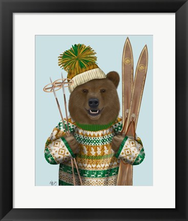 Framed Bear in Christmas Sweater Print