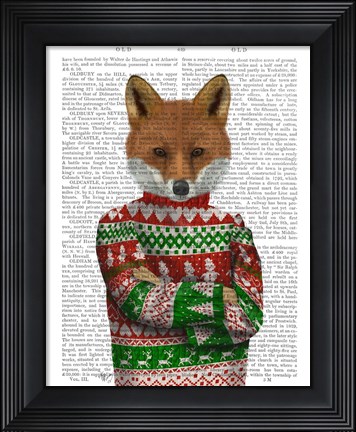 Framed Fox in Christmas Sweater Print