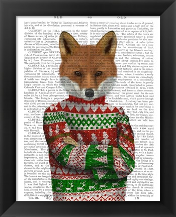 Framed Fox in Christmas Sweater Print