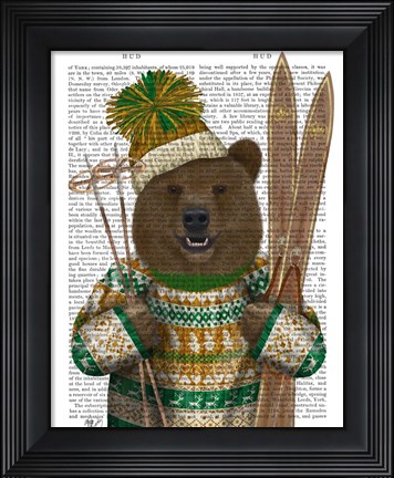 Framed Bear in Christmas Sweater Print
