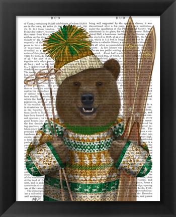 Framed Bear in Christmas Sweater Print