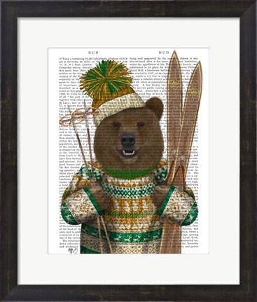 Framed Bear in Christmas Sweater Print