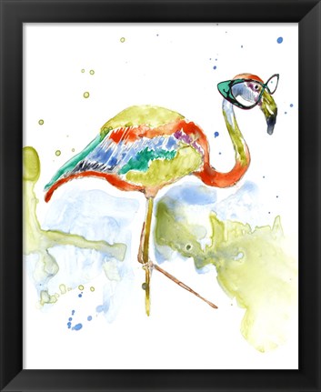 Framed Smarty-Pants Flamingo Print