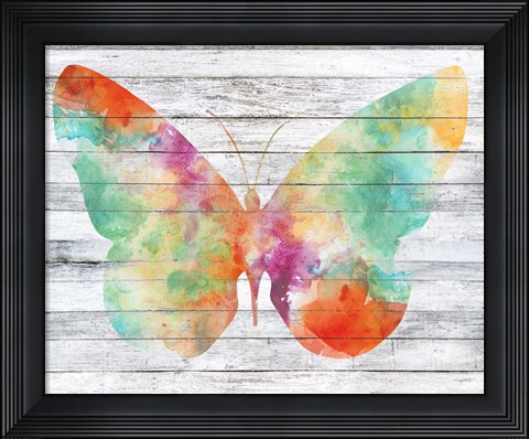 Framed Wings on Wood I Print