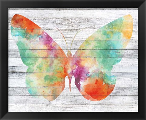 Framed Wings on Wood I Print