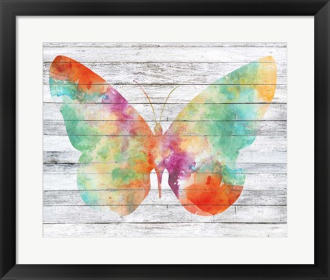 Framed Wings on Wood I Print