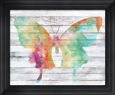 Framed Wings on Wood II Print