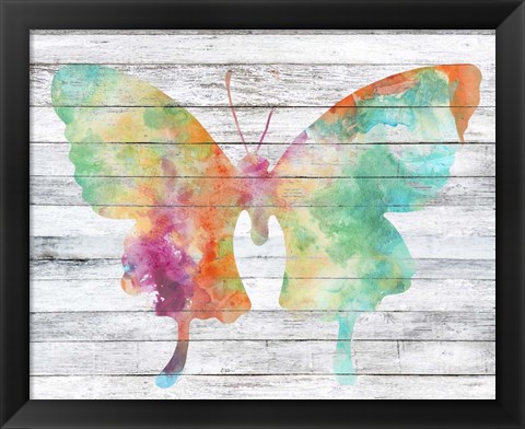 Framed Wings on Wood II Print