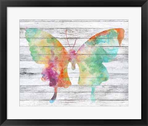 Framed Wings on Wood II Print