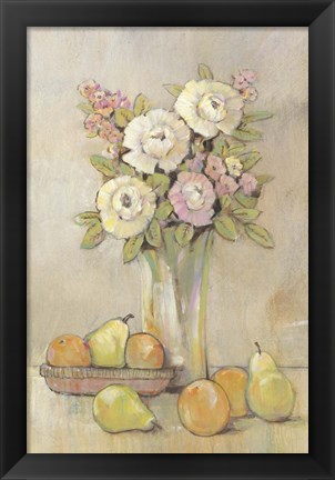 Framed Still Life Study Flowers &amp; Fruit I Print