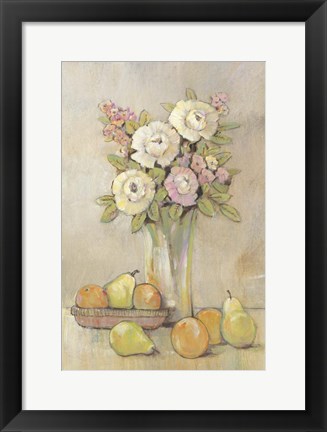 Framed Still Life Study Flowers &amp; Fruit I Print