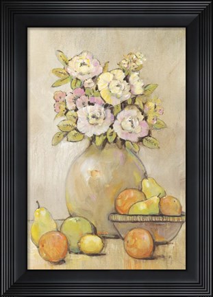 Framed Still Life Study Flowers &amp; Fruit II Print