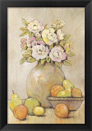 Framed Still Life Study Flowers &amp; Fruit II Print