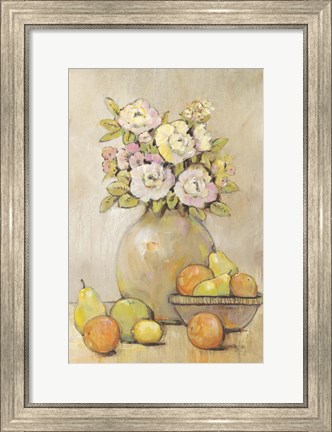 Framed Still Life Study Flowers &amp; Fruit II Print