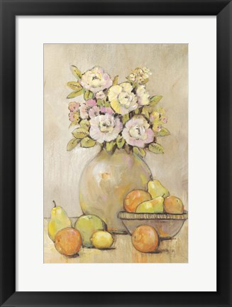 Framed Still Life Study Flowers &amp; Fruit II Print