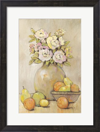 Framed Still Life Study Flowers &amp; Fruit II Print