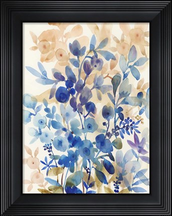 Framed Blueberry Floral I Print