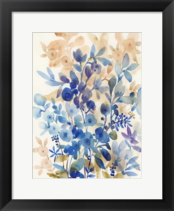 Framed Blueberry Floral I Print