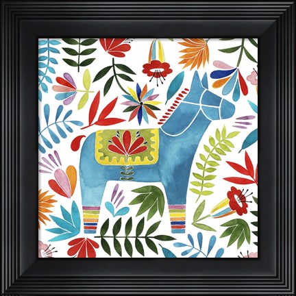 Framed Festive Otomi I Print