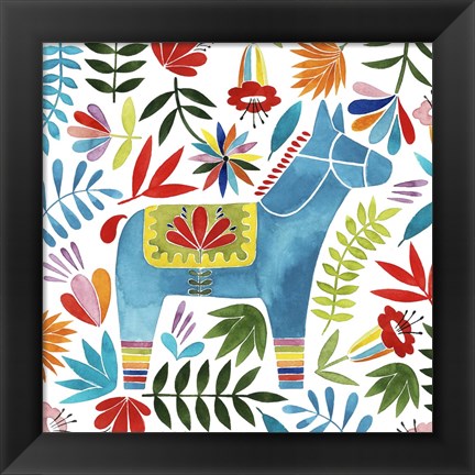 Framed Festive Otomi I Print