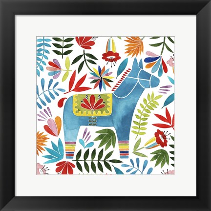 Framed Festive Otomi I Print