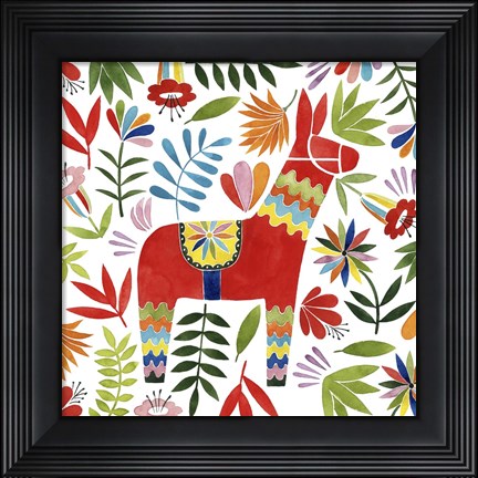 Framed Festive Otomi II Print