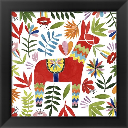 Framed Festive Otomi II Print