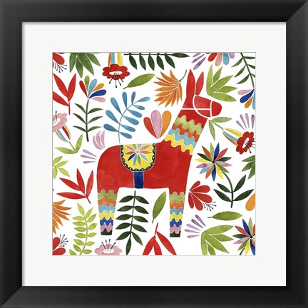 Framed Festive Otomi II Print