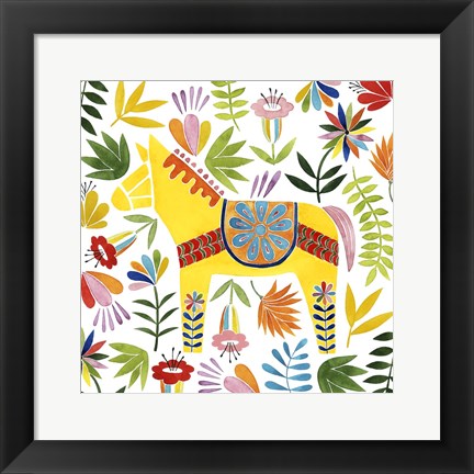 Framed Festive Otomi III Print