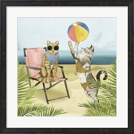Framed Coastal Kitties I Print