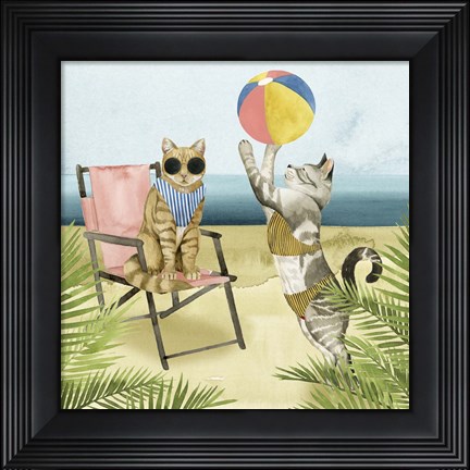 Framed Coastal Kitties I Print